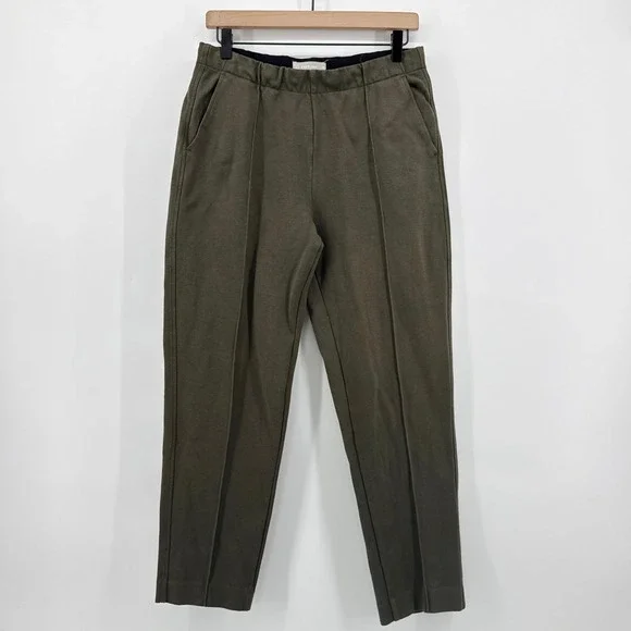 Everlane The Dream Pant Medium Dark Green Kalamata Pintuck Tapered Pull On Knit - Picture 2 of 10